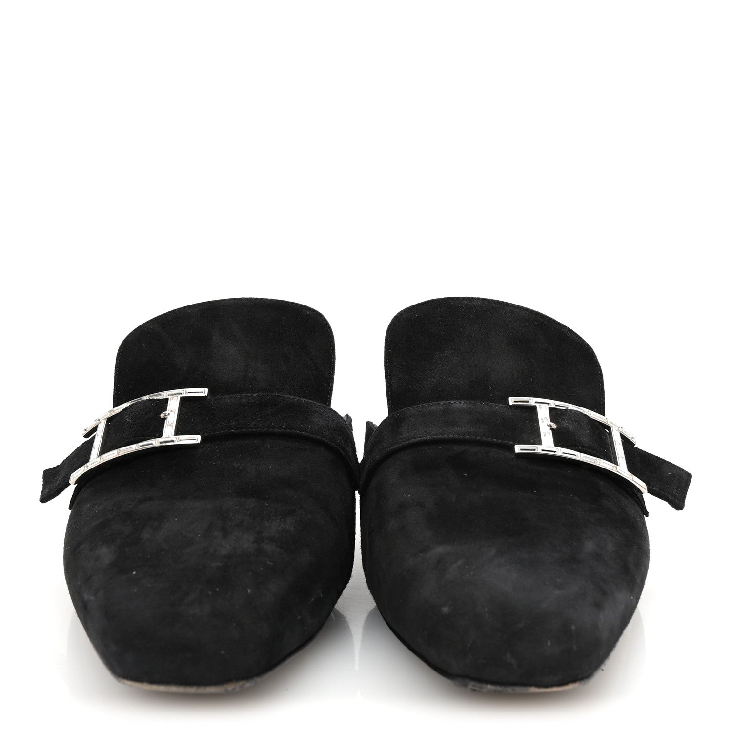 Hermes Velvet Goatskin Crystal Beauty Mules 39 Black 3 of 9