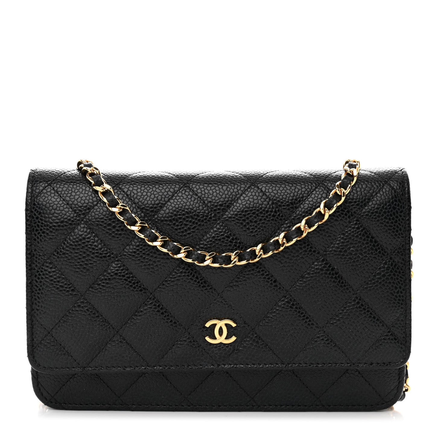 Caviar Quilted Wallet on Chain WOC Black
