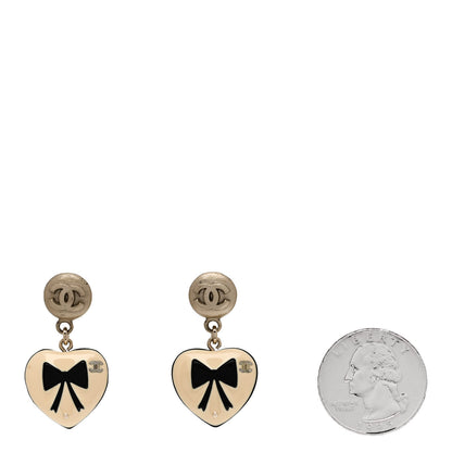 Chanel Pearl CC Heart Drop Earrings Gold 2 of 4