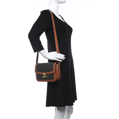 Celine Triomphe Canvas Calfskin Medium Triomphe Bag Tan 2 of 10
