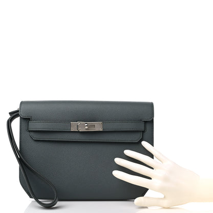 Hermes Epsom Kelly Depeches 25 Pouch Vert Amande 2 of 10