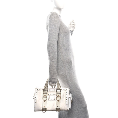 Versace Metallic Calfskin Canvas Snap Out Of It Bag White 2 of 9