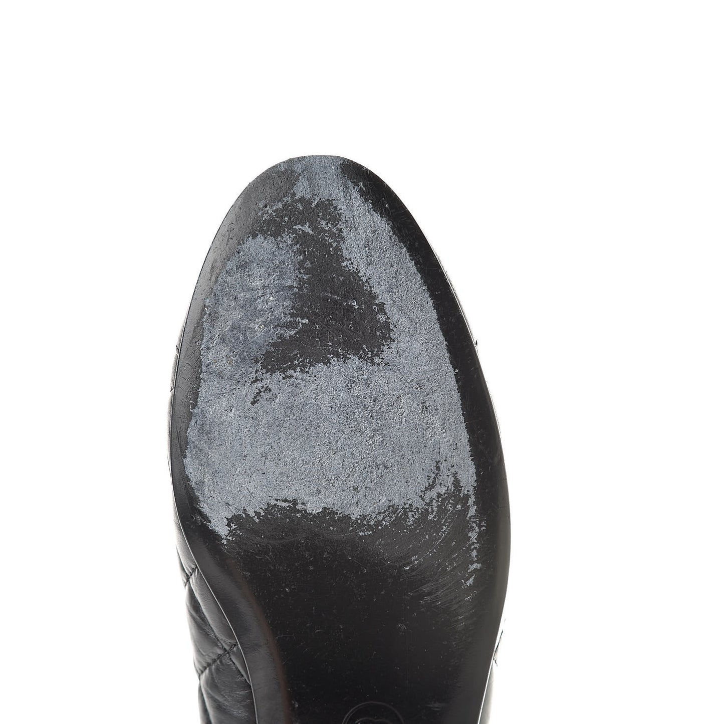 Aged Calfskin Quilted Cap Toe Ballerina Flats 36 Black