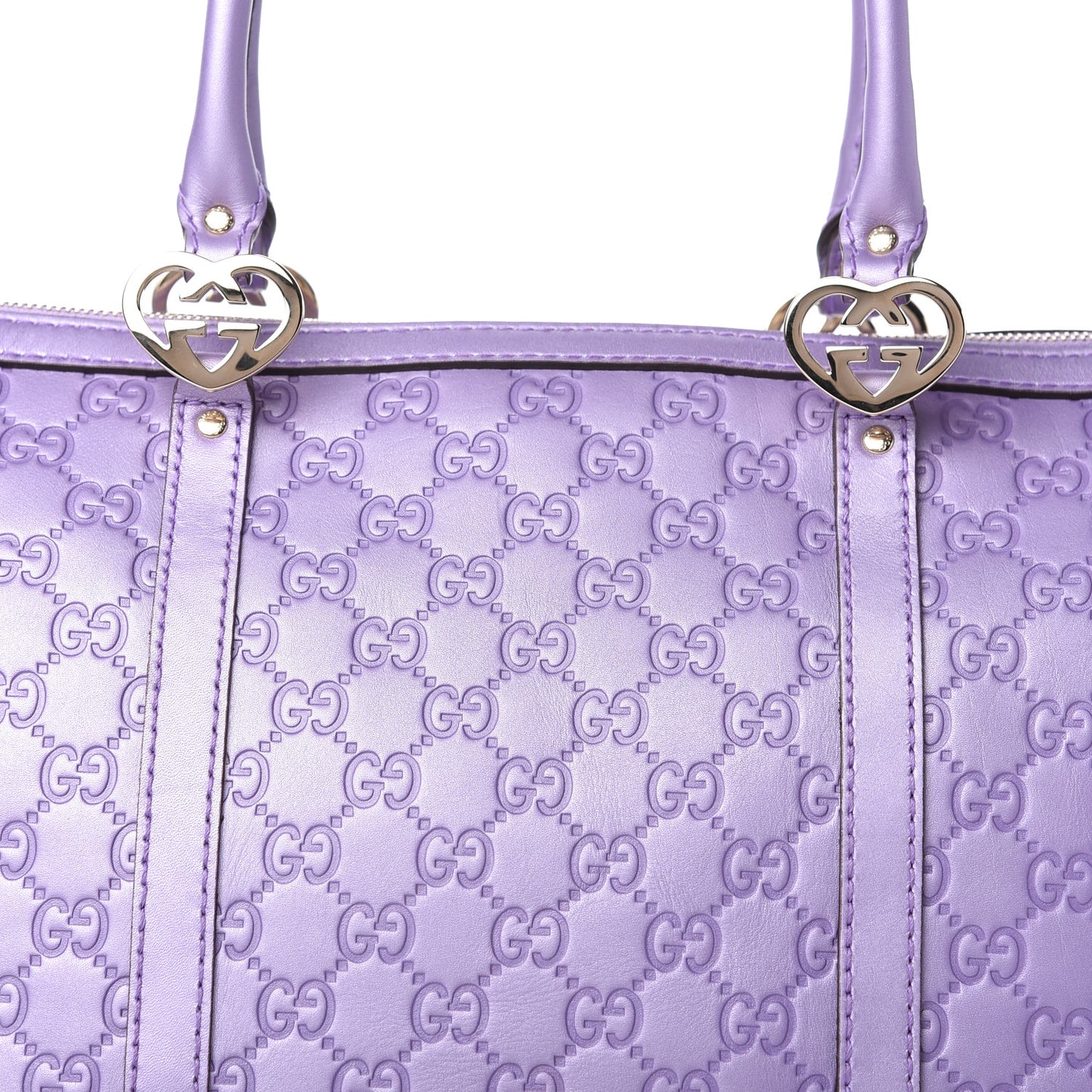 Metallic Guccissima Lovely Heart Tote Purple