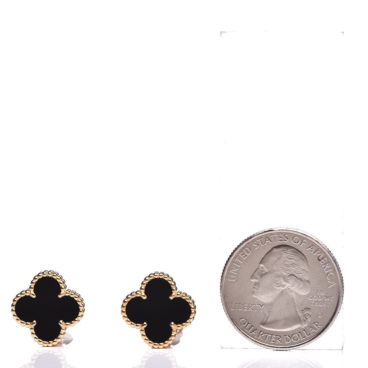 Van Cleef & Arpels 18K Yellow Gold Black Onyx Vintage Alhambra Earrings 2 of 6