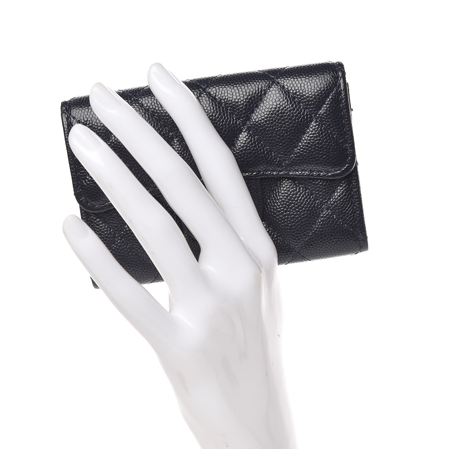 Chanel Caviar Quilted Flap Card Holder Wallet Navy Blue 2 of 9
