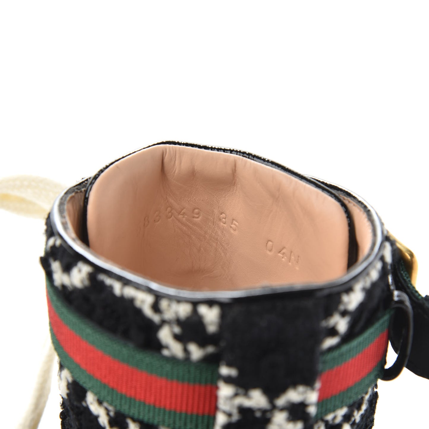 Tweed GG Monogram Lace Up Combat Ankle Boots 35 Black