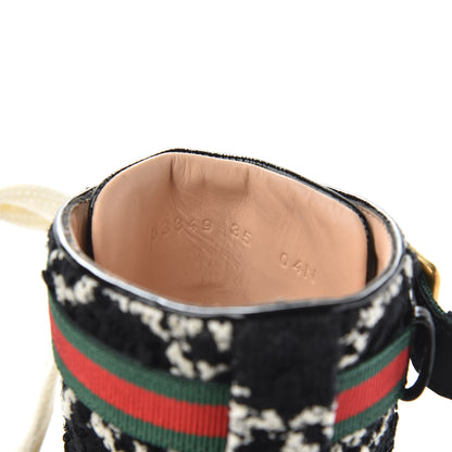 Gucci Tweed GG Monogram Lace Up Combat Ankle Boots 35 Black 6 of 8