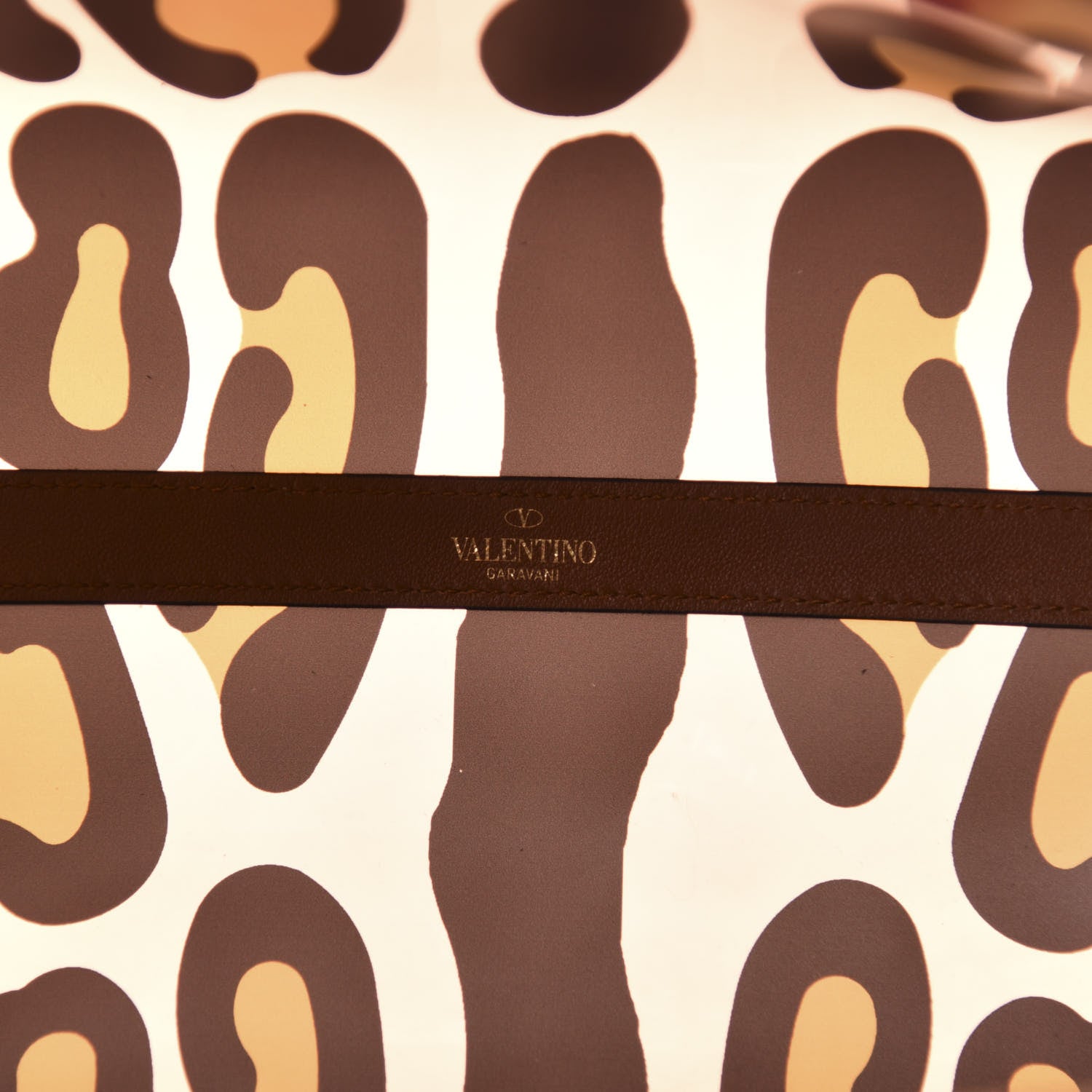 Valentino Garavani PVC Leopard Print Large Rockstud Shopping Tote Brown 8 of 9