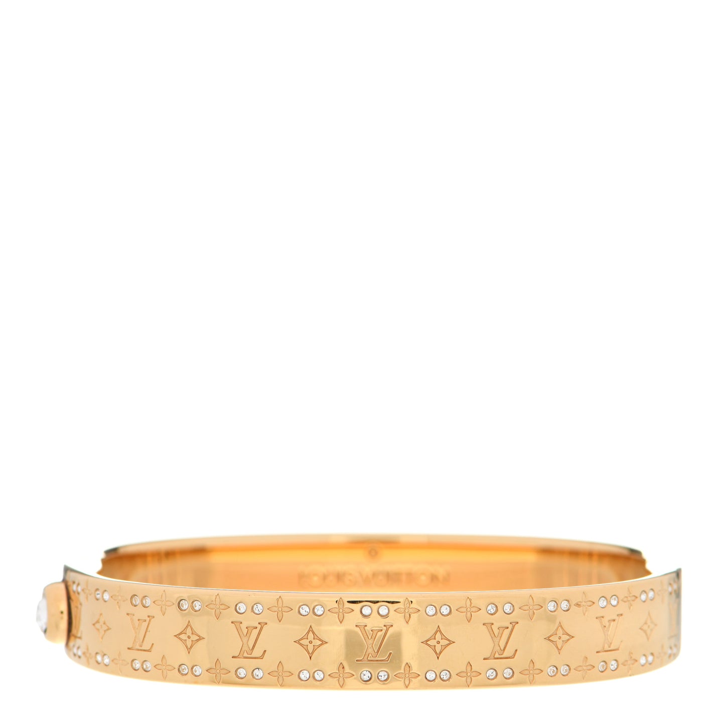 Brass Crystal Monogram Nanogram Strass Cuff S Gold