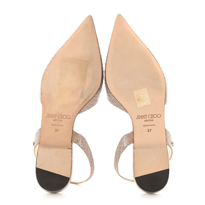 Jimmy Choo Crocodile Embossed Slingback Flat 37 Beige 5 of 8