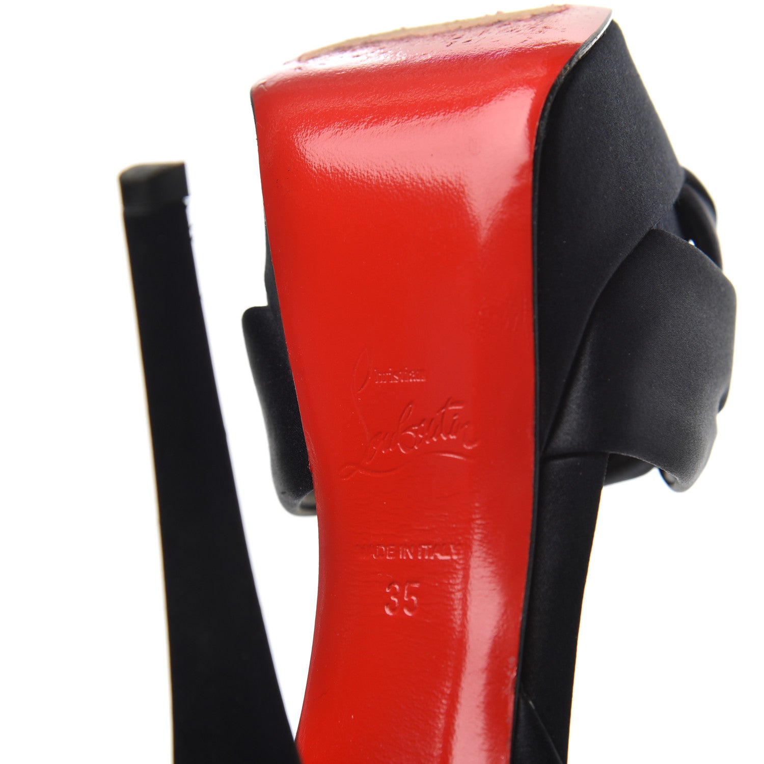 Christian Louboutin Satin Volpi Peep Toe 150 Platform Sandals 35 Black 7 of 15