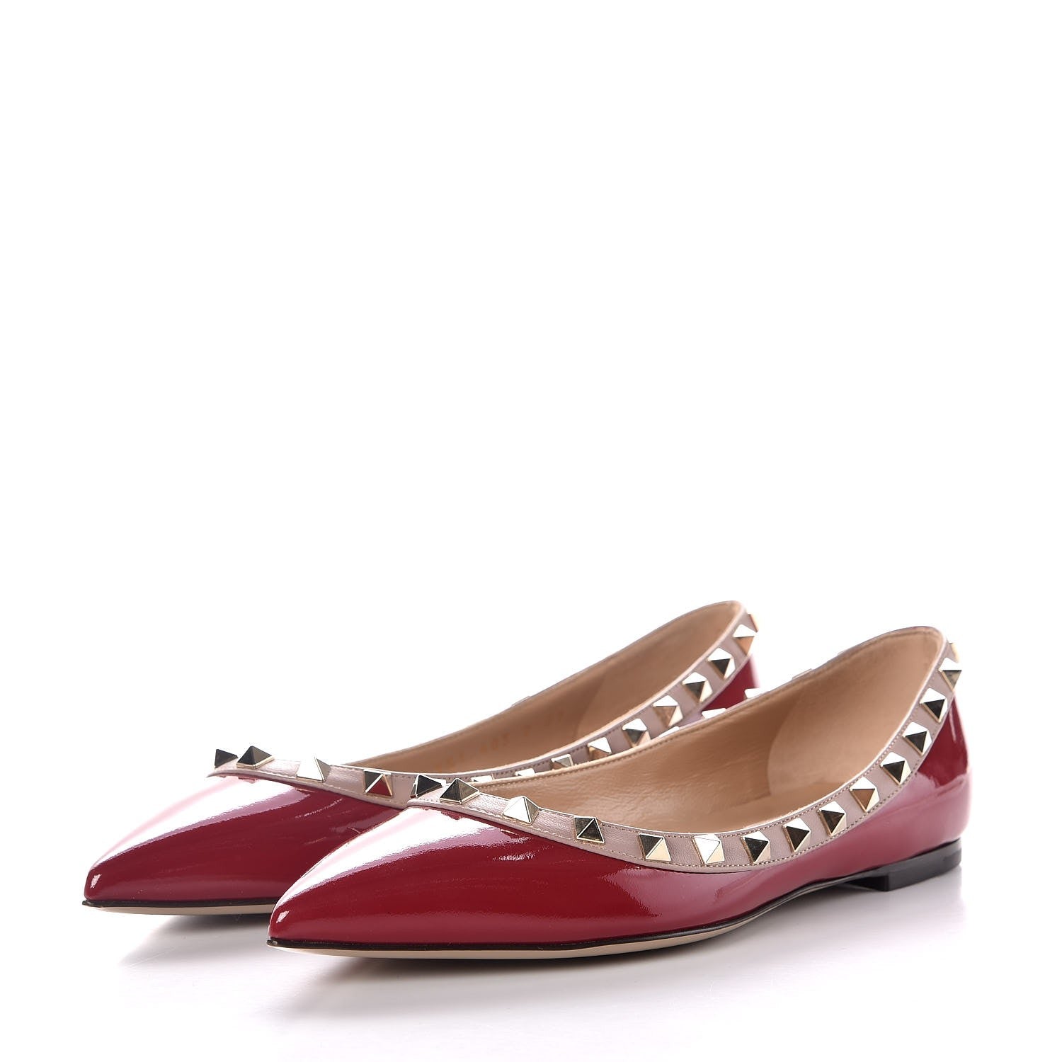 Valentino Garavani Patent Nappa Rockstud Ballerina Flats 37 Rosso Valentino Poudre 2 of 11