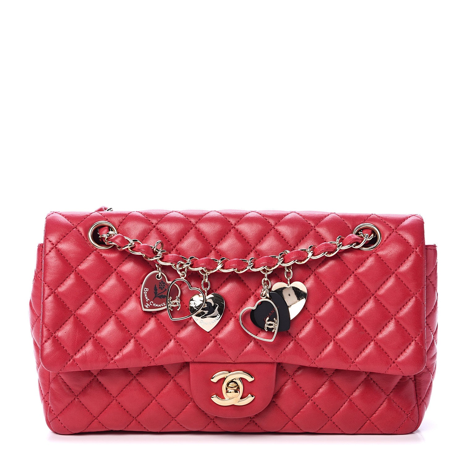 Chanel Lambskin Quilted Valentine Charms Medium Flap Red 1 of 9