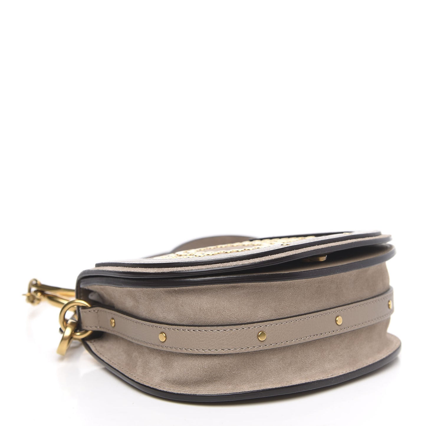Calfskin Suede Small Constellation Studs Nile Bracelet Bag Motty Grey