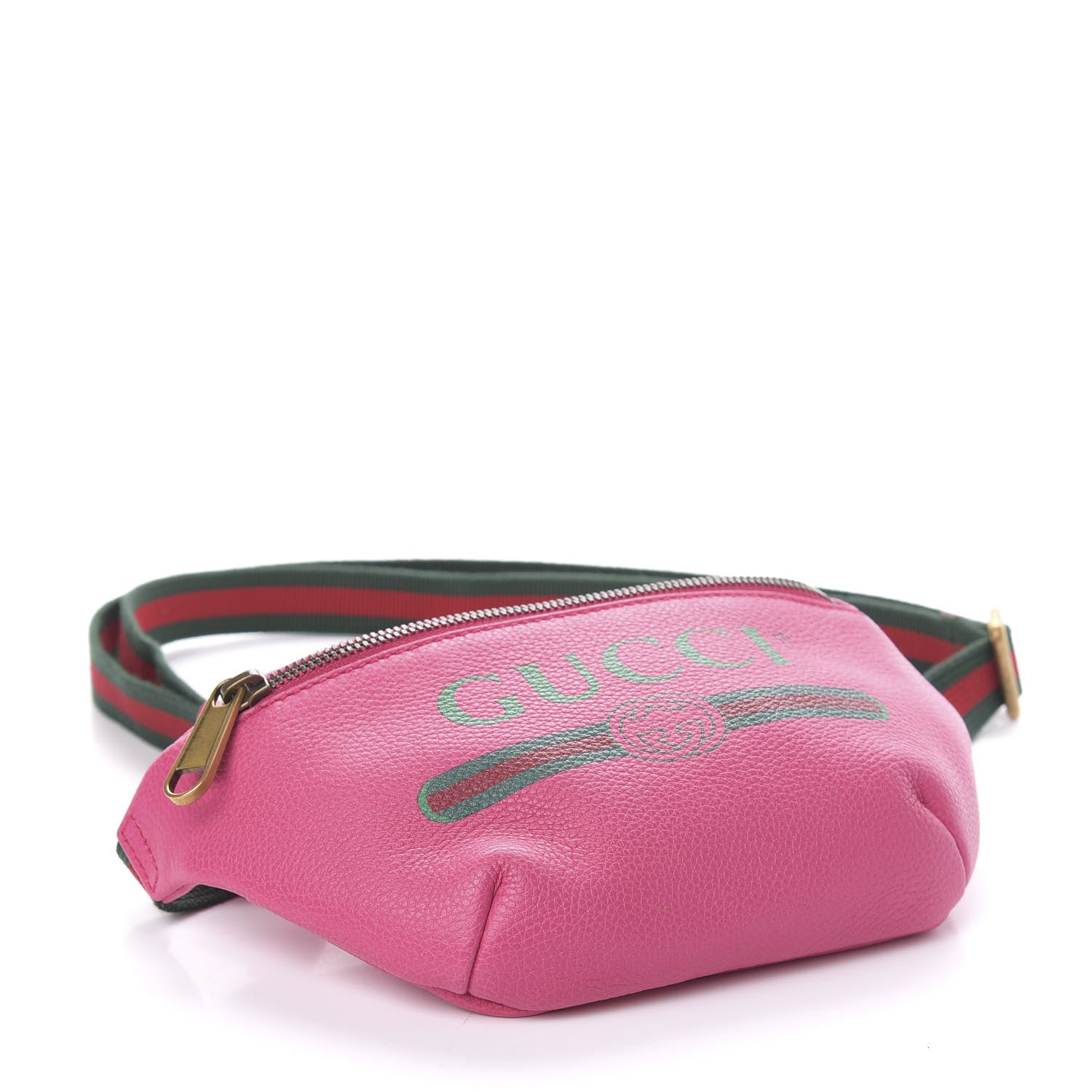 Gucci Grained Calfskin Small Logo Belt Bag Box Pink Green 4 of 10