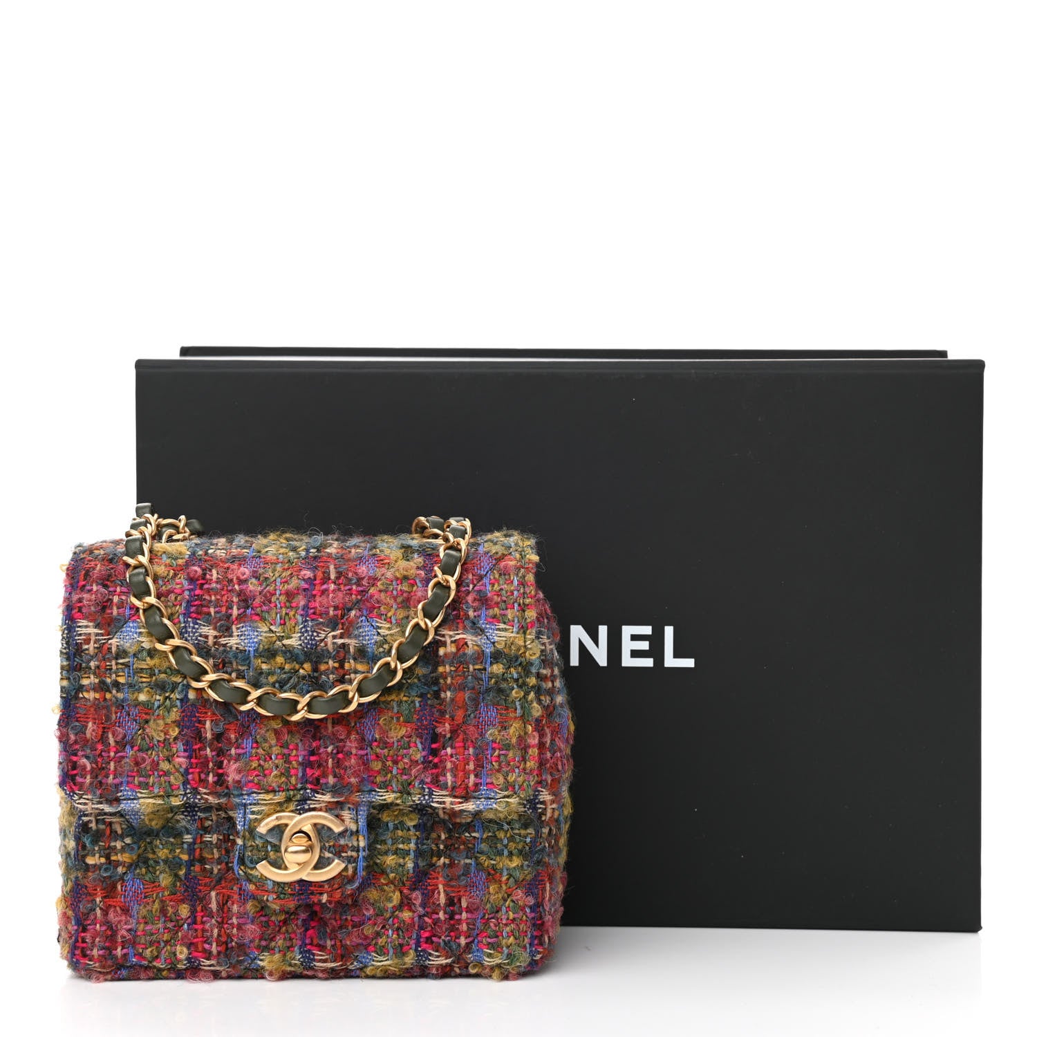 Chanel Tweed Quilted Mini Square Flap Multicolor 11 of 11