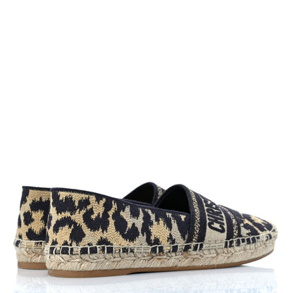 Christian Dior Cotton Embroidered Leopard Print Granville Espadrille 36.5 Natural 4 of 8
