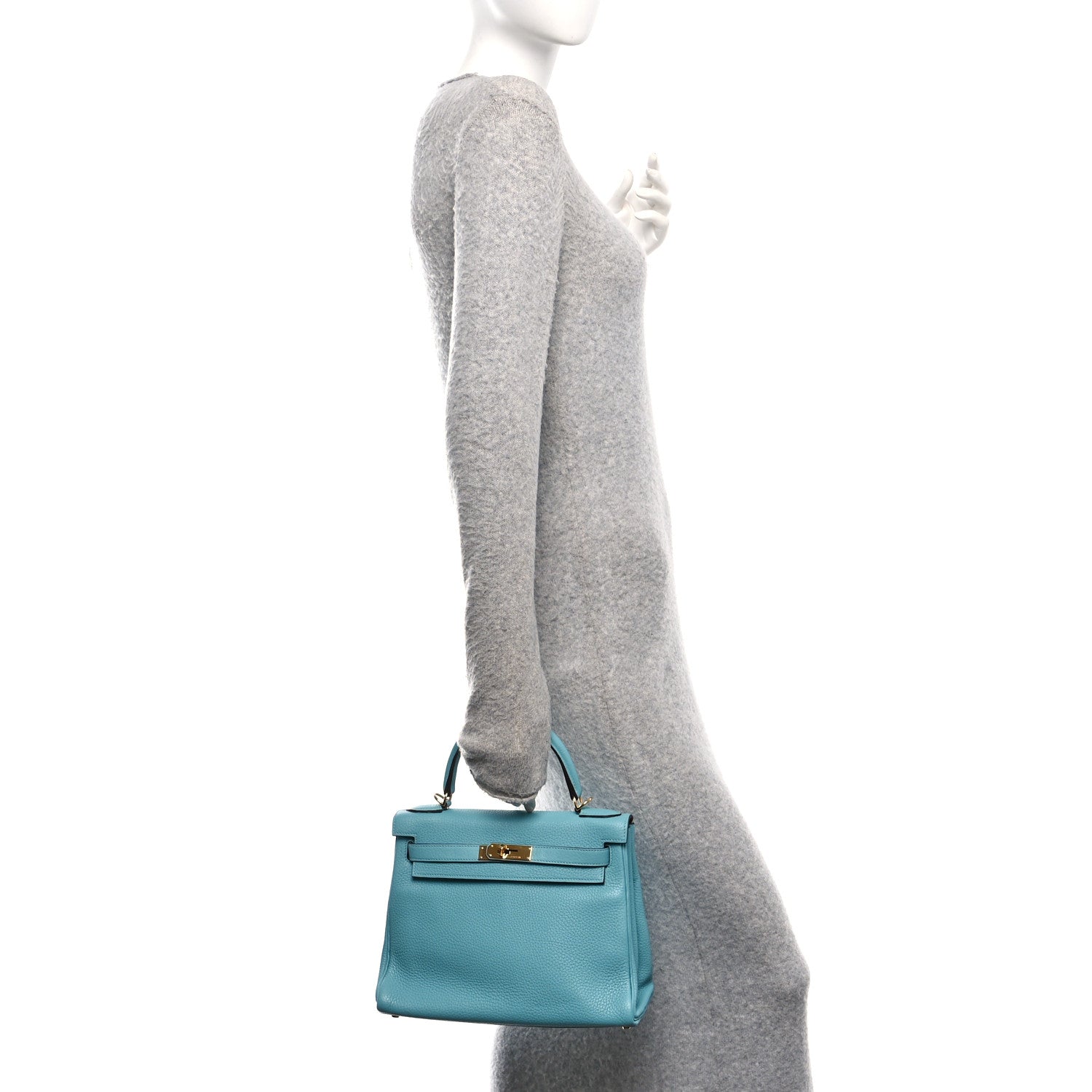 Hermes Togo Kelly Retourne 28 Bleu Atoll 3 of 21