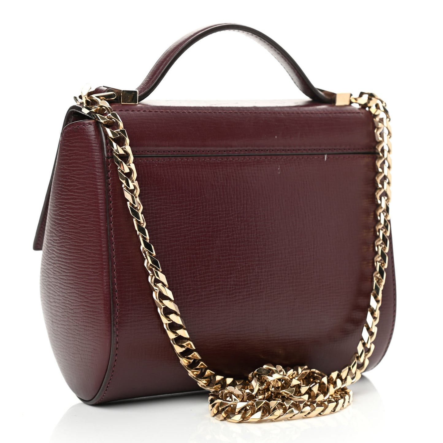 Textured Calfskin Mini Pandora Box Chain Crossbody Bag Oxblood