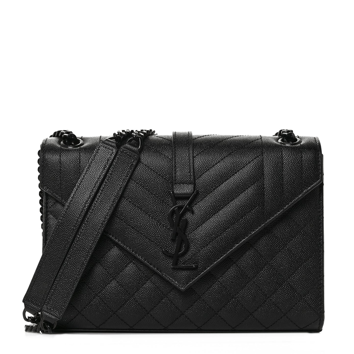 Grain De Poudre Textured Mixed Matelasse Triquilt Medium Monogram Satchel Black
