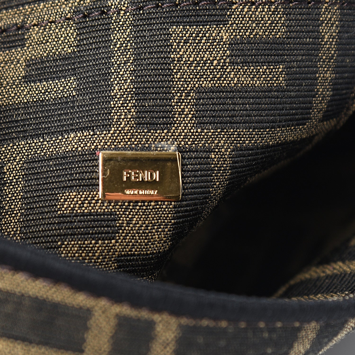 Fendi Fabric Jacquard FF 1974 Mini Baguette Tobacco Moro Black 6 of 9