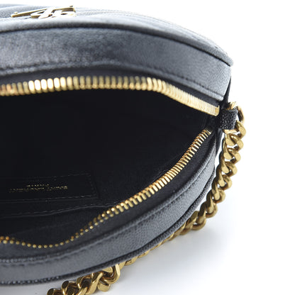 Saint Laurent Grain De Poudre Matelasse Chevron Quilted Round Vinyle Camera Bag Black 4 of 8