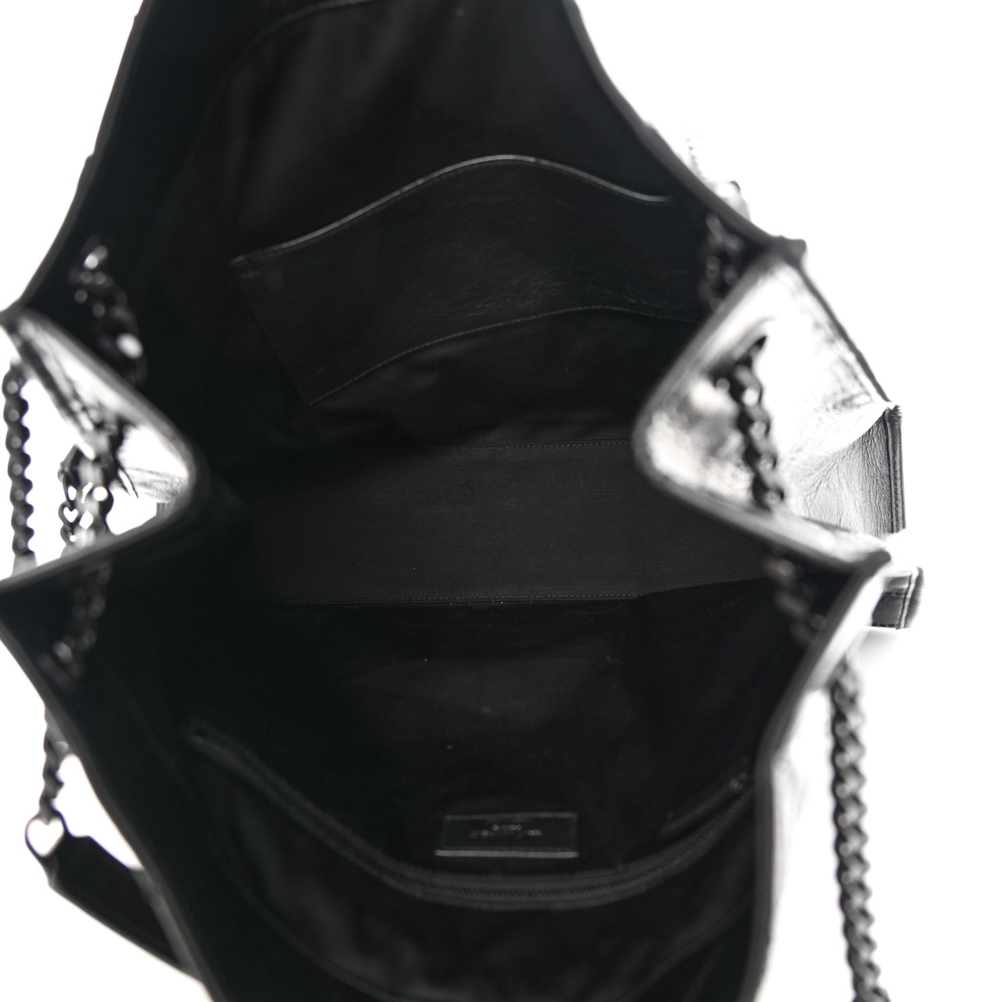 Crinkled Calfskin Matelasse Monogram Large Niki Shopper Tote Black