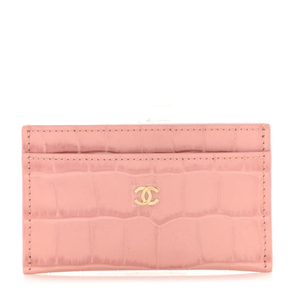 Chanel Calfskin Crocodile Embossed Crococo Card Holder Light Pink 1 of 8