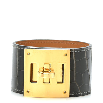 Hermes Shiny Alligator Kelly Dog Bracelet S Gris Fonce 1 of 5