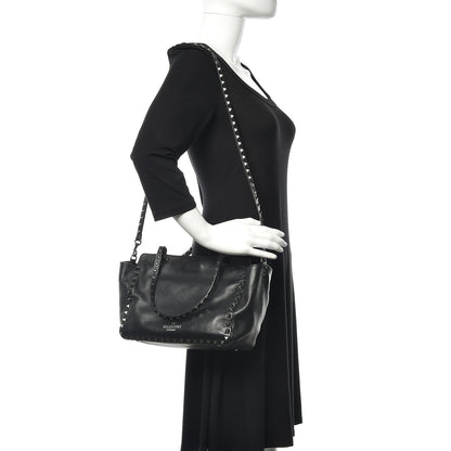 Valentino Garavani Vitello Small Rockstud Tote Black 3 of 16