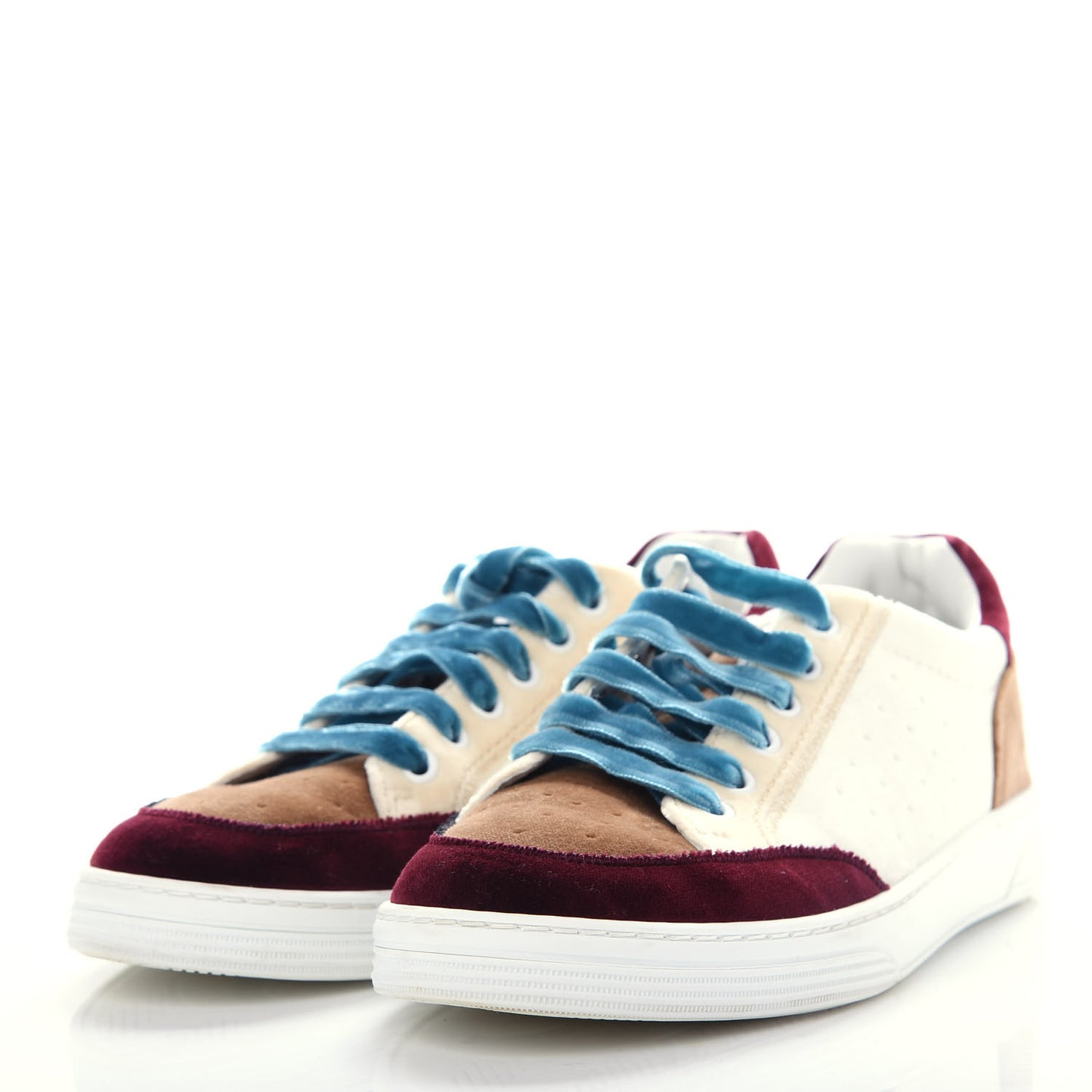Calfskin Velvet Womens Logo Sneakers 38 Multicolor