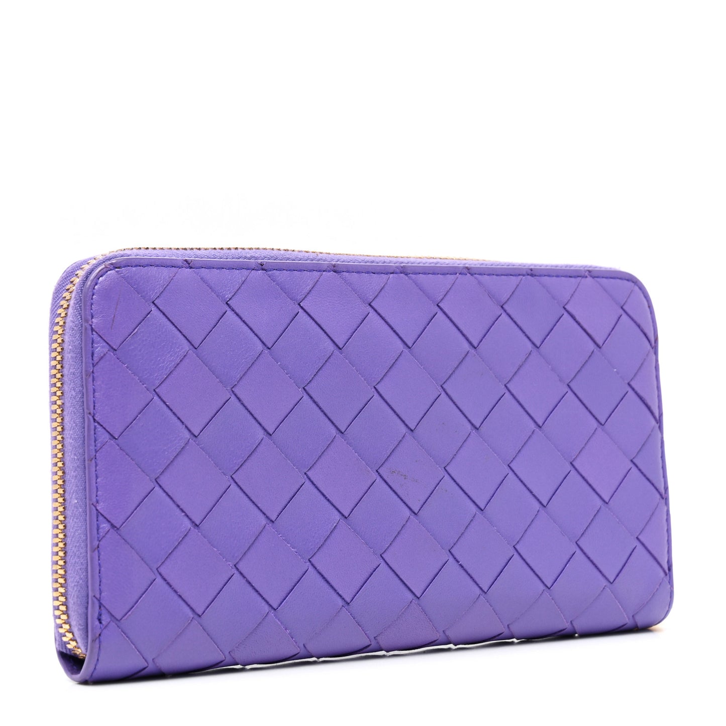 Nappa Intrecciato Zip Around Wallet Purple