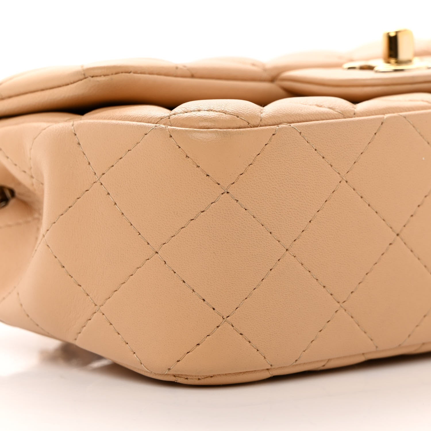 Chanel Lambskin Quilted Mini Rectangular Flap Beige 9 of 12