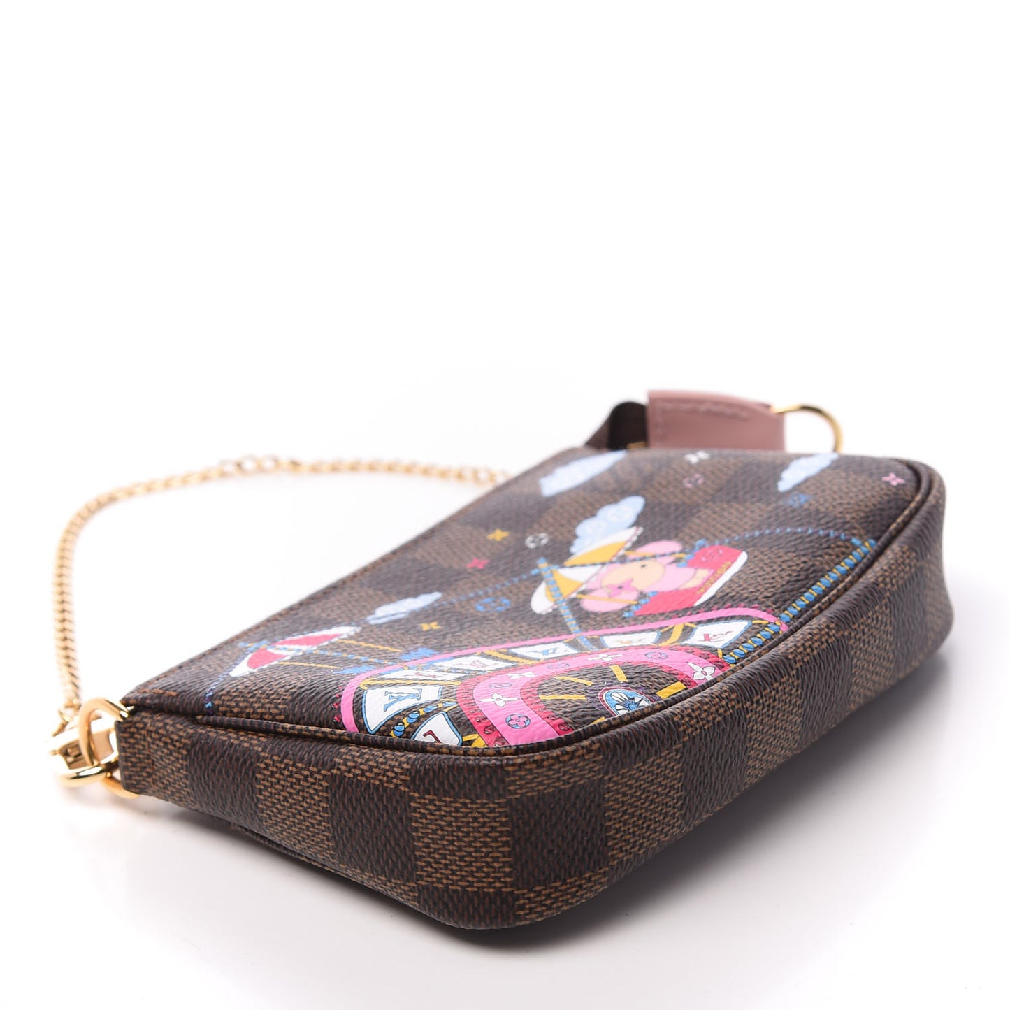 Damier Ebene 2020 Christmas Animation Big Wheel Mini Pochette Accessories Rose Ballerine