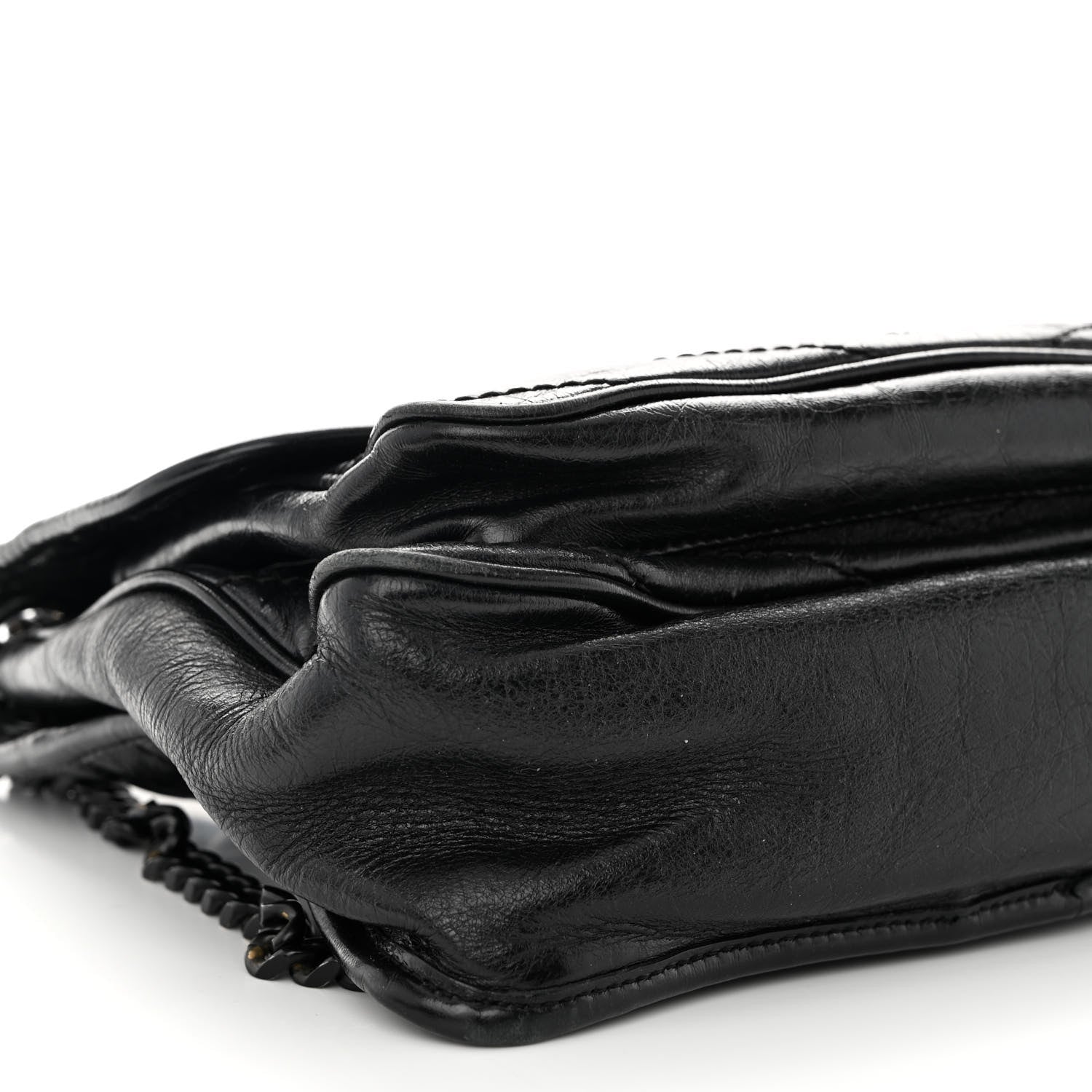 Saint Laurent Crinkled Calfskin Matelasse Monogram Medium Niki Chain Satchel Black 8 of 12