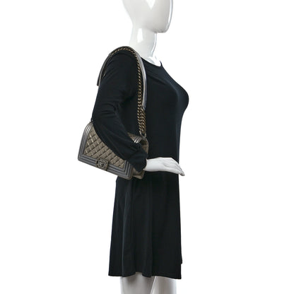 Chanel Metallic Calfskin Quilted Medium Boy Flap Khaki 2 of 10