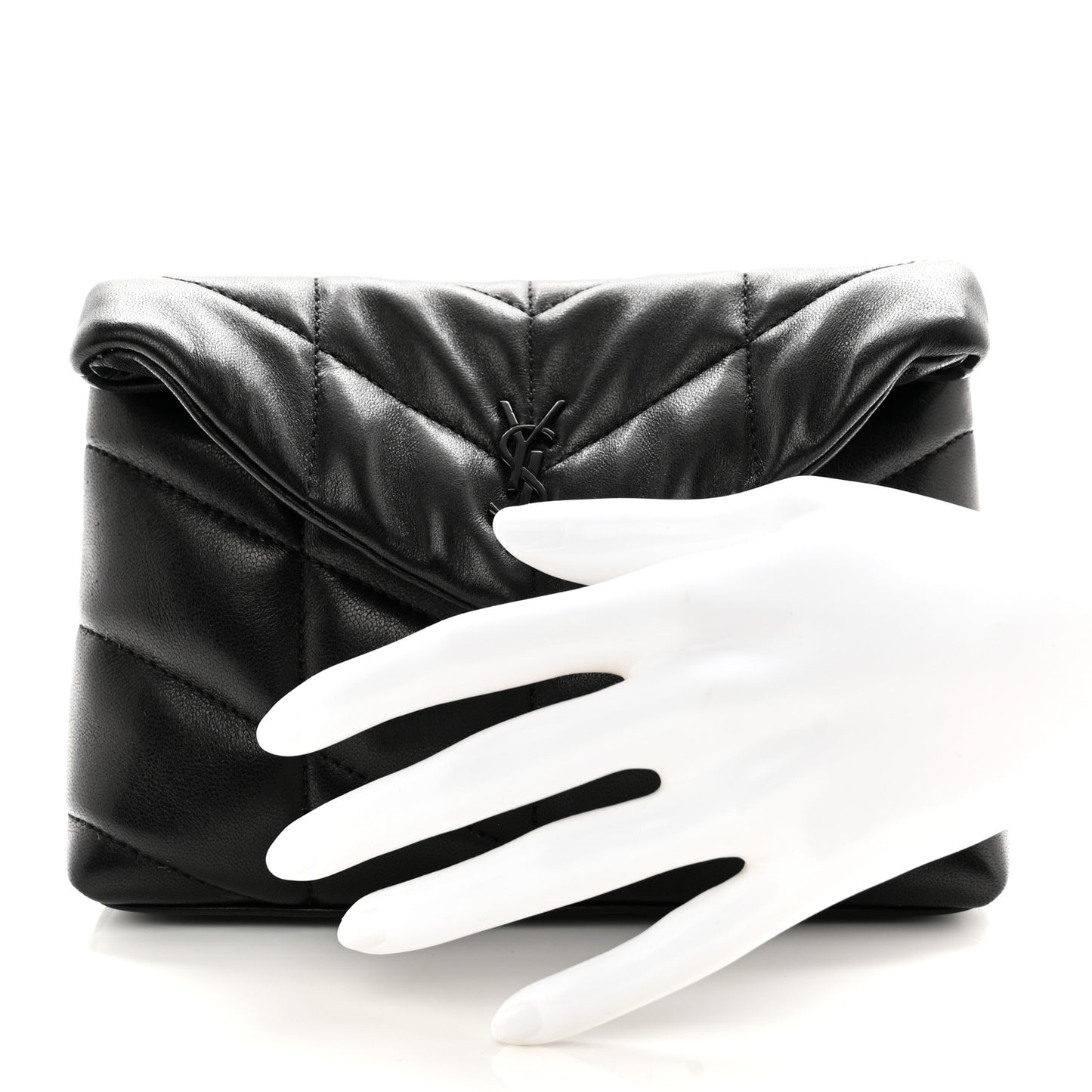 Lambskin Monogram Loulou Puffer Pouch Clutch Black