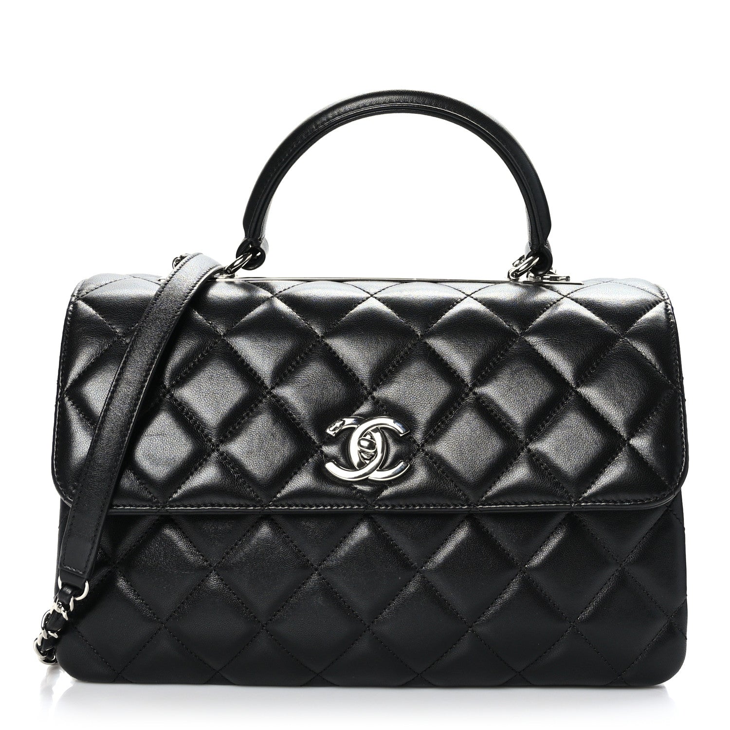 Chanel Lambskin Quilted Medium Trendy CC Flap Dual Handle Bag Black 1 of 10