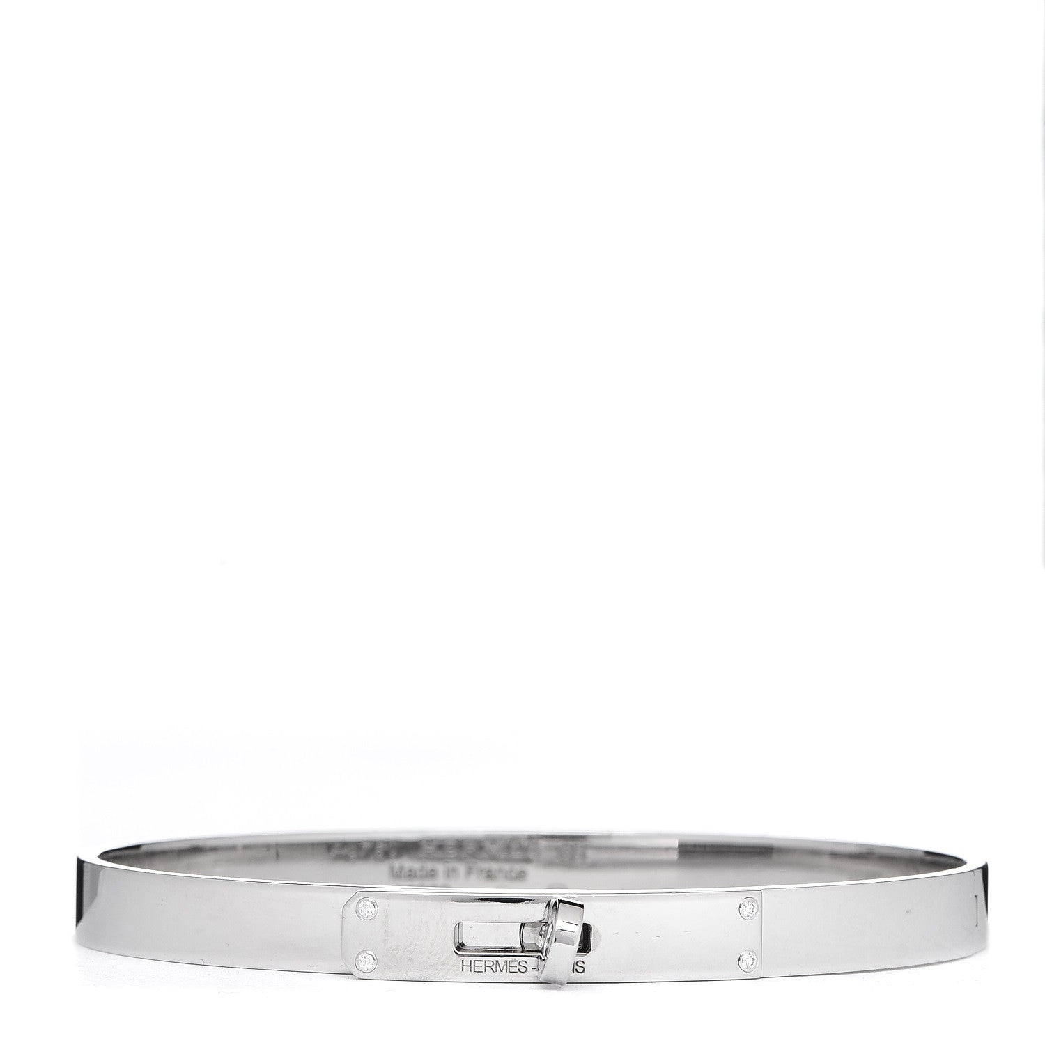 Hermes 18K White Gold Diamond PM Kelly Bracelet SH 1 of 6