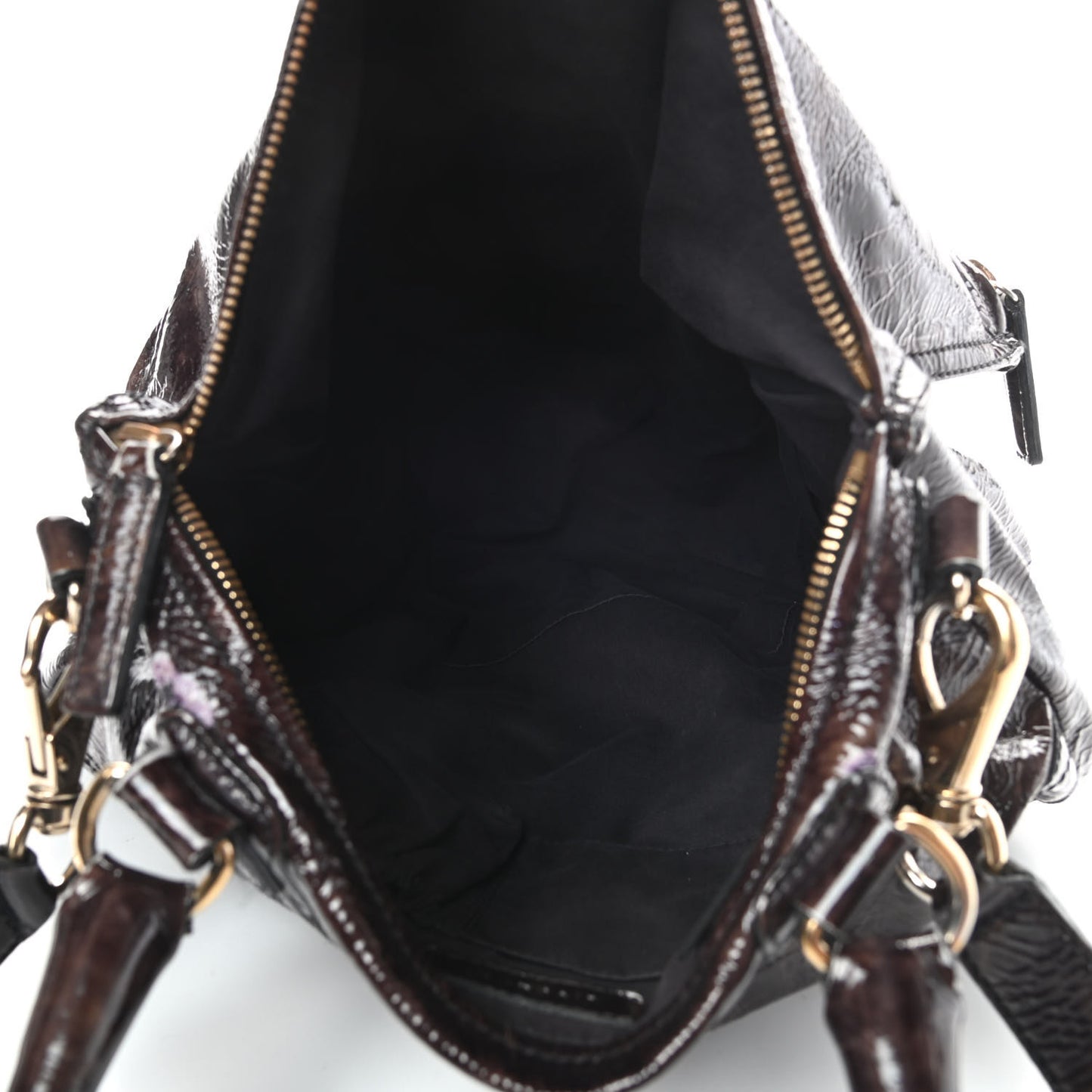 Crinkled Patent Medium Pandora Bag Aubergine