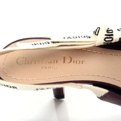 Christian Dior Lambskin Ribbon Flower Embroidered J'Adoir Slingback 65mm Pumps 37 Rouge Black 8 of 10