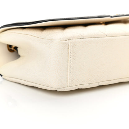 Chanel Caviar Quilted Small CC Filigree Flap White Black 8 of 12