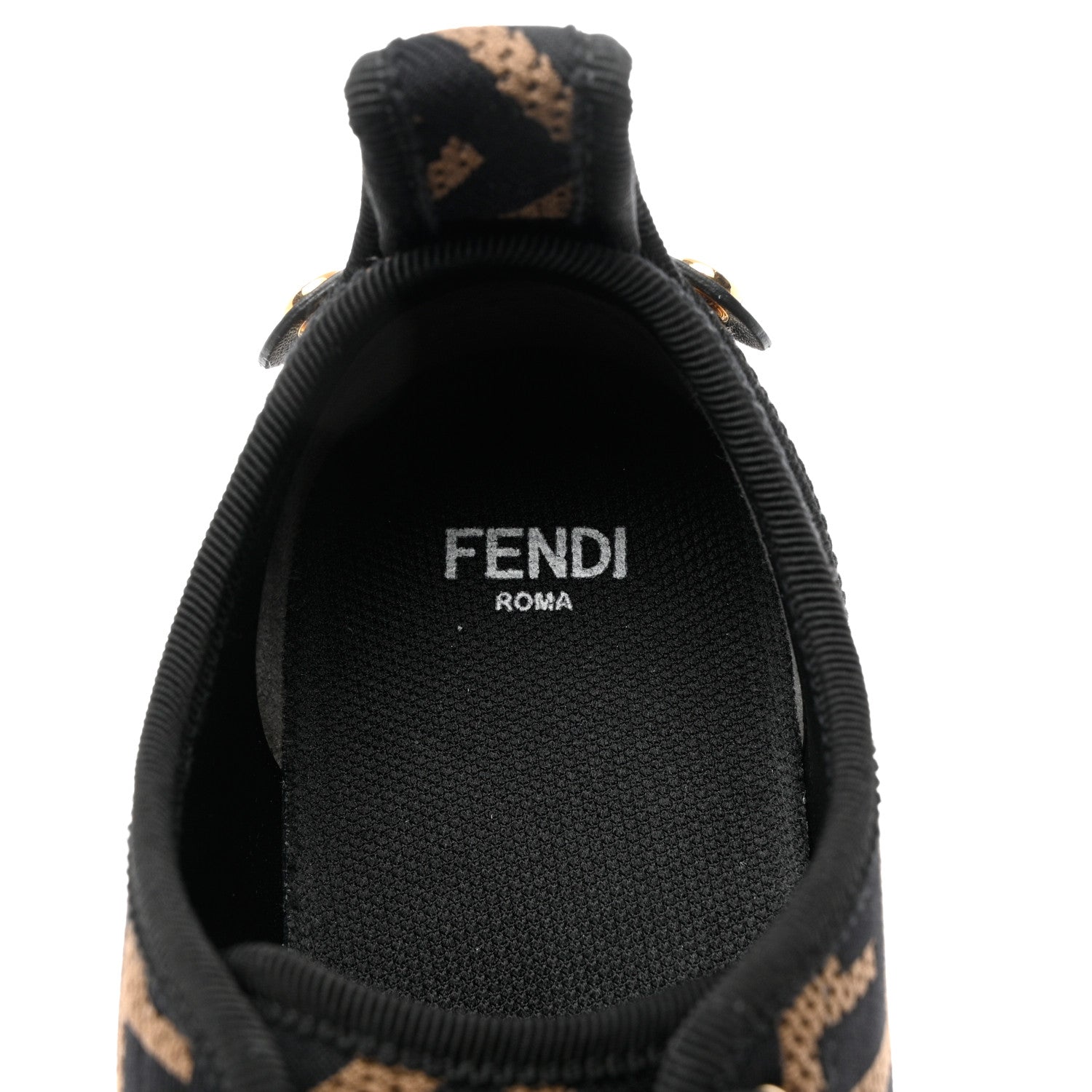 Fendi Fabric FF Micro-Perforated Rise Low Top Sneakers 36 Tobacco Black 7 of 9