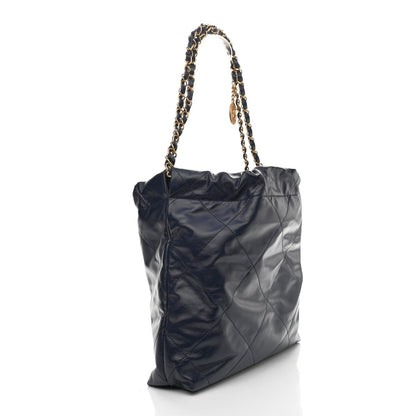 Chanel Shiny Calfskin Quilted Small Chanel 22 Navy 4 of 11