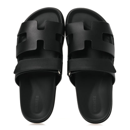 Hermes Calfskin Womens Chypre Sandals 39 Black 2 of 11