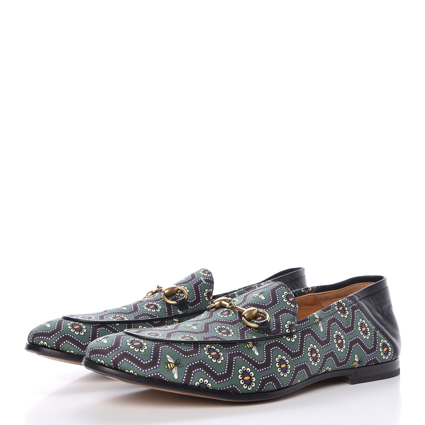 Canvas Lambskin Pearl Eyes Bees Mens Brixton Horsebit Loafers 8 Holly Black