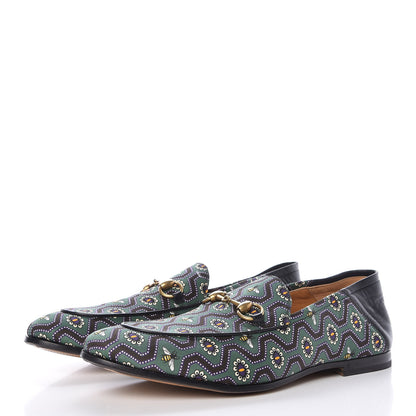 Gucci Canvas Lambskin Pearl Eyes Bees Mens Brixton Horsebit Loafers 8 Holly Black 3 of 7