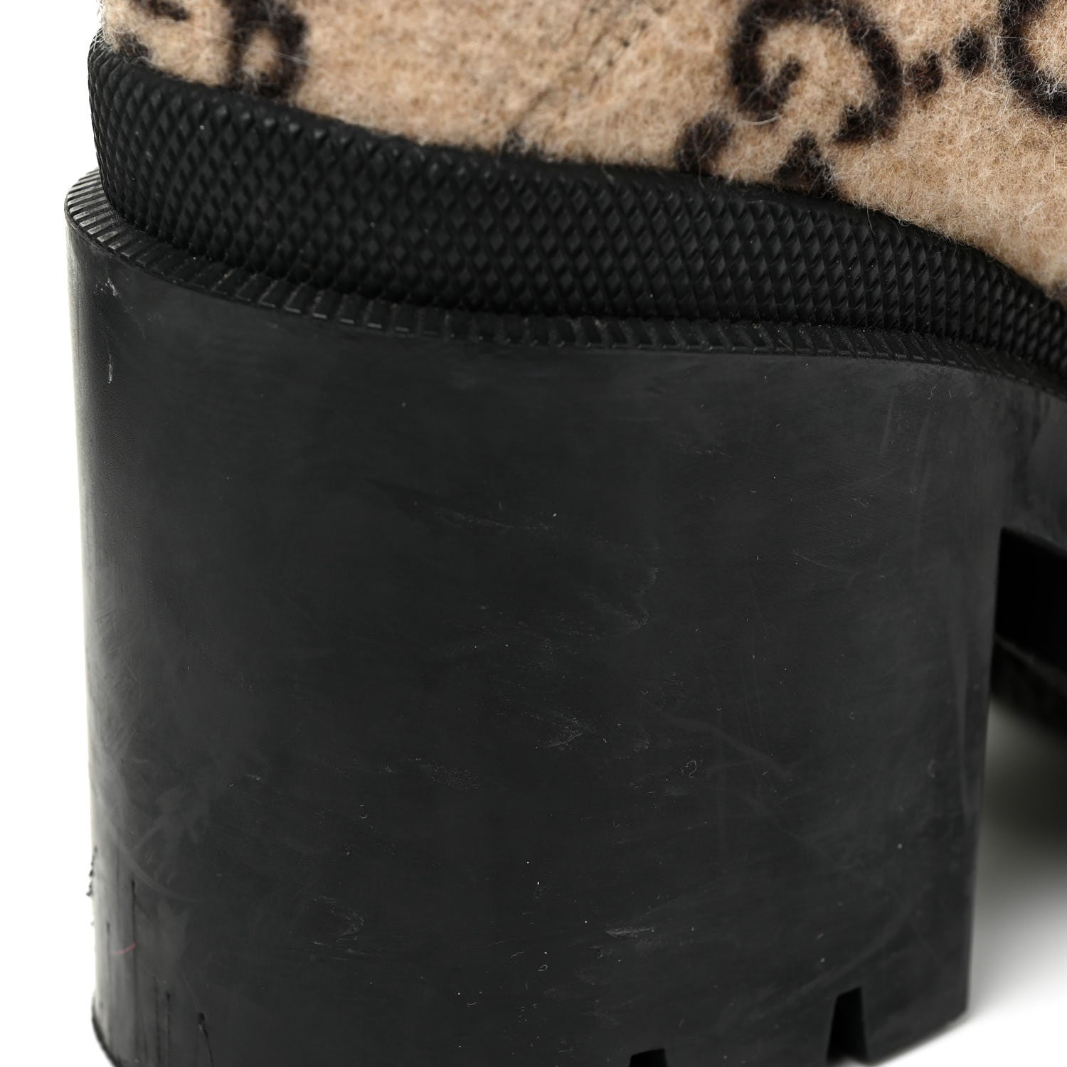 Gucci Covered Wool GG Monogram Womens Lace Up Combat Ankle Boots 38 Beige Ebony Black 29 of 36