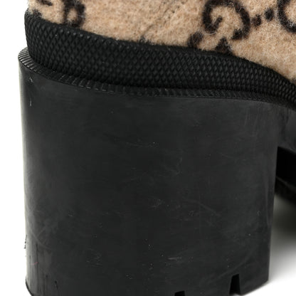 Gucci Covered Wool GG Monogram Womens Lace Up Combat Ankle Boots 38 Beige Ebony Black 29 of 36